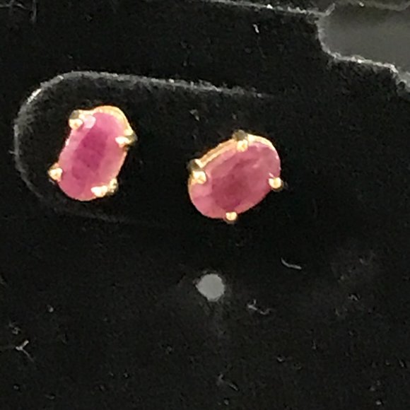 14K 5x3 Oval Natural Ruby Post Earrings - Picture 12 of 12